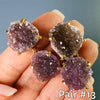 Double drop druzy amethyst dangle earrings