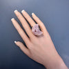 Druzy pink amethyst moon ring