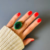 Malachite oval cabochon ring