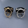 Black obsidian hexagon ring