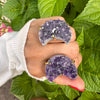 Druzy amethyst crescent moon ring