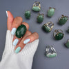 Green quartz oval cabochon ring