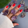 Large raw purple amethyst gem ring