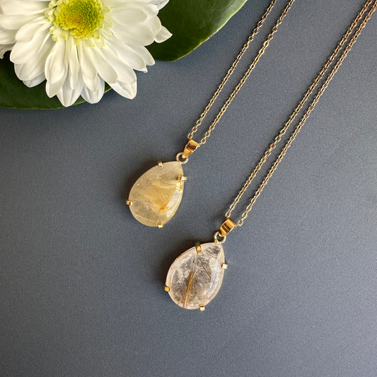 Rutilated quartz teardrop pendant