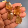 Chunky freeform faceted citrine double drop dangle earrings