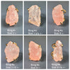 Raw rose quartz slice statement ring