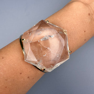 Large crystal hexagon cuff bracelet