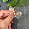 Freeform faceted clear quartz crystal ring