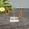 Brown agate slice hook drop earrings