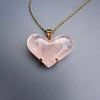 Rose quartz puffy heart pendant