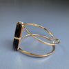 Black obsidian freeform faceted cuff bracelet