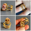 Raw pink tourmaline slice ring in matrix