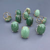 Green quartz oval cabochon ring