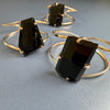 Black obsidian freeform faceted cuff bracelet