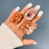 Druzy pink amethyst crystal cluster statement ring