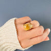 Rutilated quartz teardrop ring