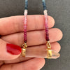 Multicolor sapphire necklace with pink lemurian horizontal connector