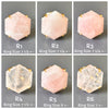 Rose quartz large faceted hexagon ring