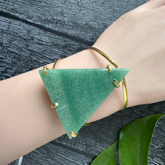 Green quartz triangle cuff bracelet