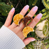 Druzy citrine crescent moon cluster ring