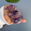 Large raw purple amethyst gem ring