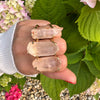 Pink lemurian crystal point ring
