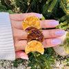 Druzy citrine crescent moon cluster ring