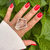 Lozenge crystal quartz ring