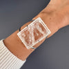 Large faceted crystal rectangle cuff bracelet