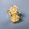 Raw citrine slice dual stone ring