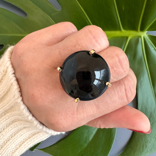 Black onyx round ring