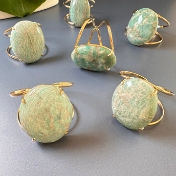 Amazonite oval cuff bracelet