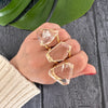 Freeform faceted clear quartz crystal ring