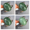 Green quartz oval cabochon cuff bracelet