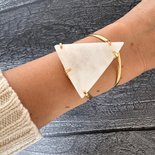 White quartz triangle cuff bracelet
