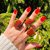 Freeform faceted red jasper gemstone ring