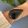 Black onyx pear shaped cuff bracelet
