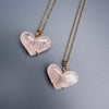 Rose quartz puffy heart pendant