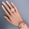 Rose quartz round cuff bracelet