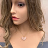 Rose quartz puffy heart pendant