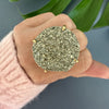 Cocktail large pyrite disk ring