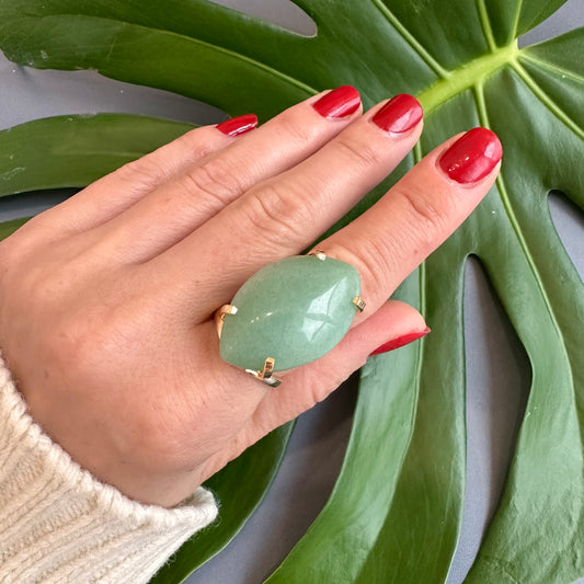Green quartz marquise ring