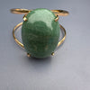 Green quartz oval cabochon cuff bracelet