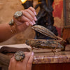 Peruvian pyrite oversized disk statement ring
