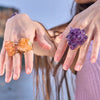 Large druzy amethyst rosette statement ring