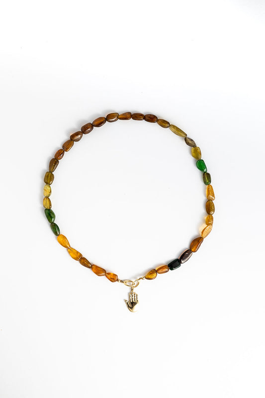 14-Karat Gold Petrol Tourmaline Nuggets Interlocking Necklace