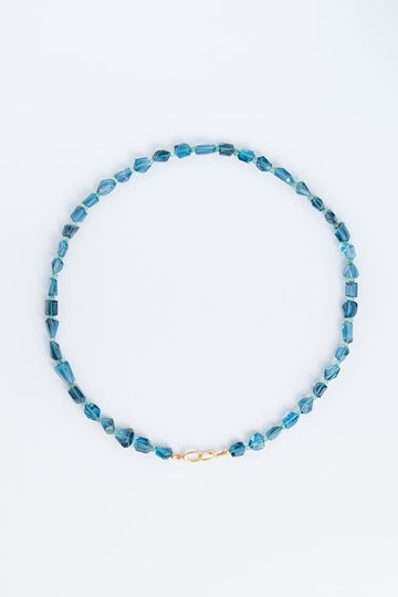 14-Karat Gold London Blue Topaz & Emerald Interlocking Necklace