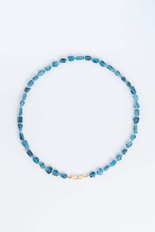 14-Karat Gold London Blue Topaz & Emerald Interlocking Necklace
