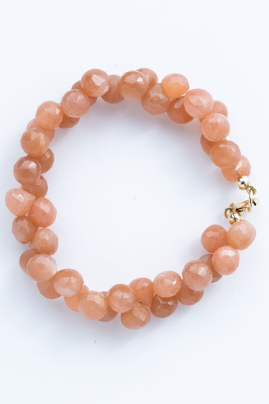 peach moonstone onion drops bracelet