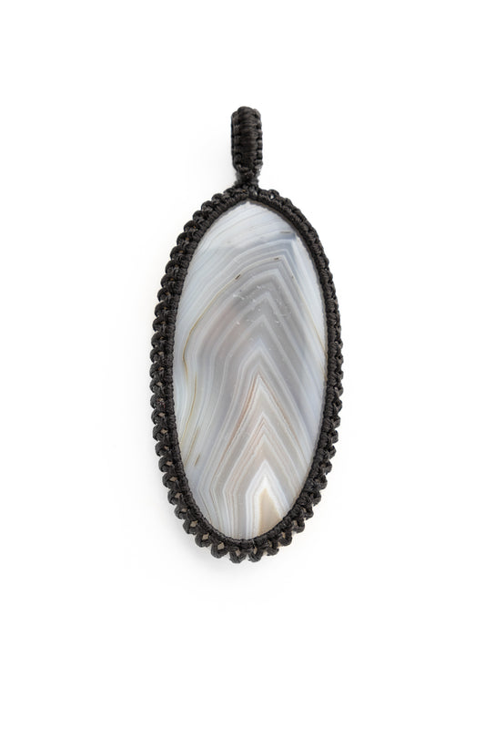 Botswana agate macramé pendant